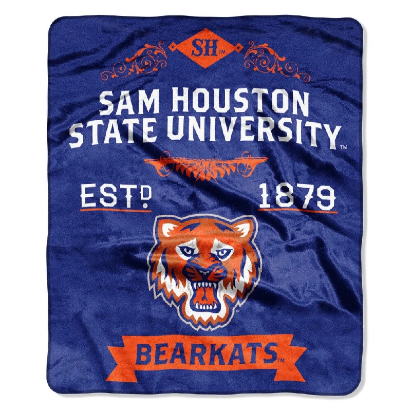 Cozy knitted fleece throw blanket -COL 670 Sam Houston State 'Label' Raschel Throw