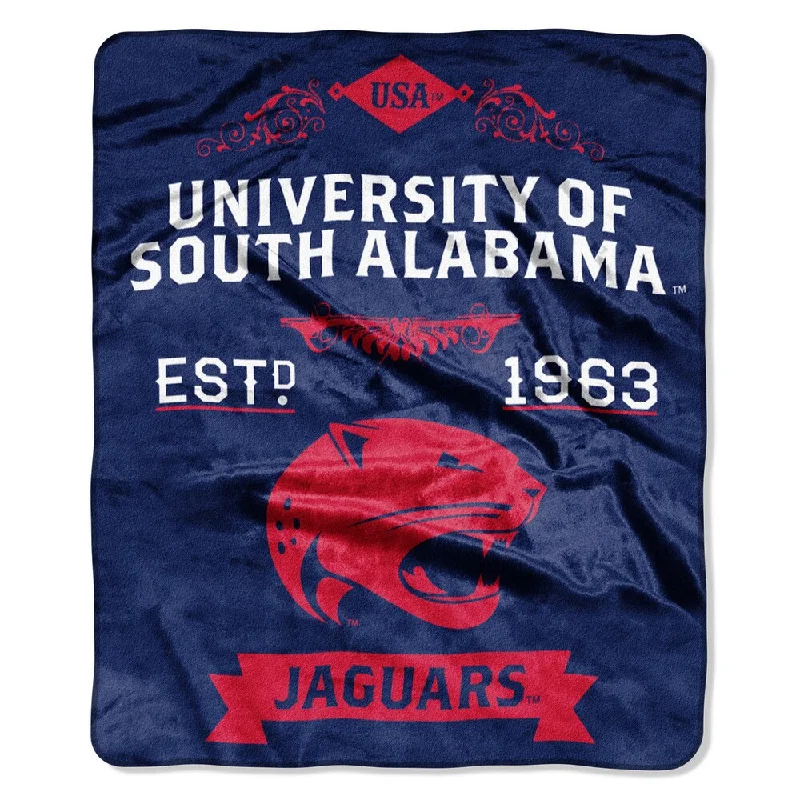 Hand-tufted throw blanket -COL 670 South Alabama 'Label' Raschel Throw