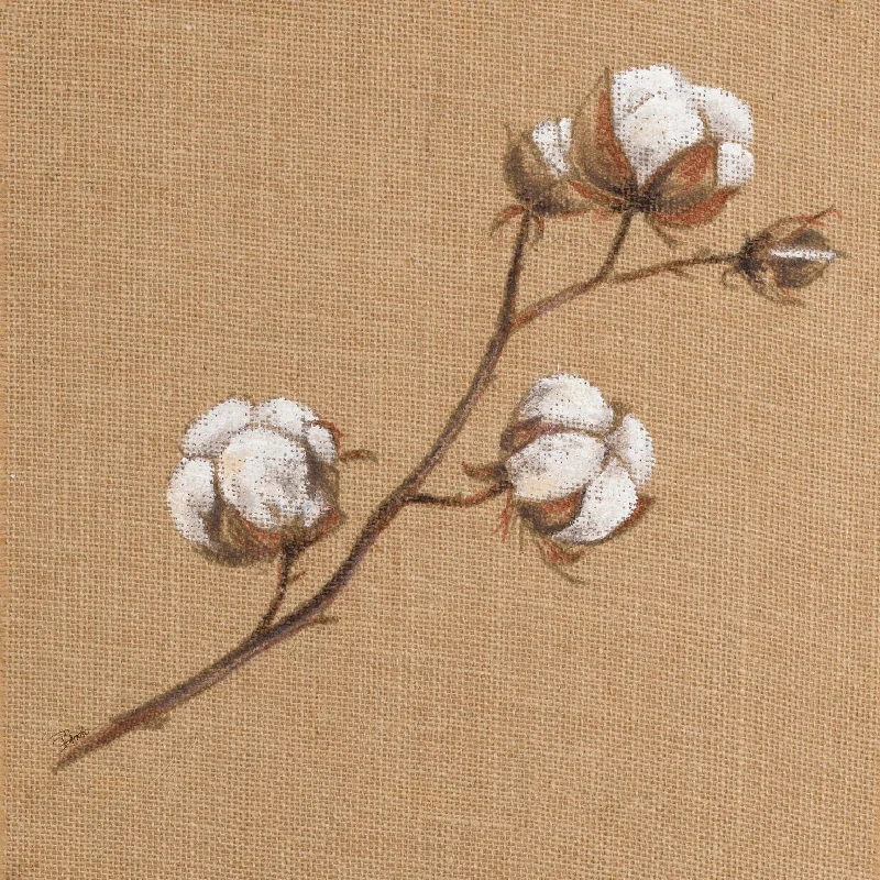 Wall Decor for workout rooms-Cotton Branch I By Patricia Pinto (Framed) (Small) - Light Brown