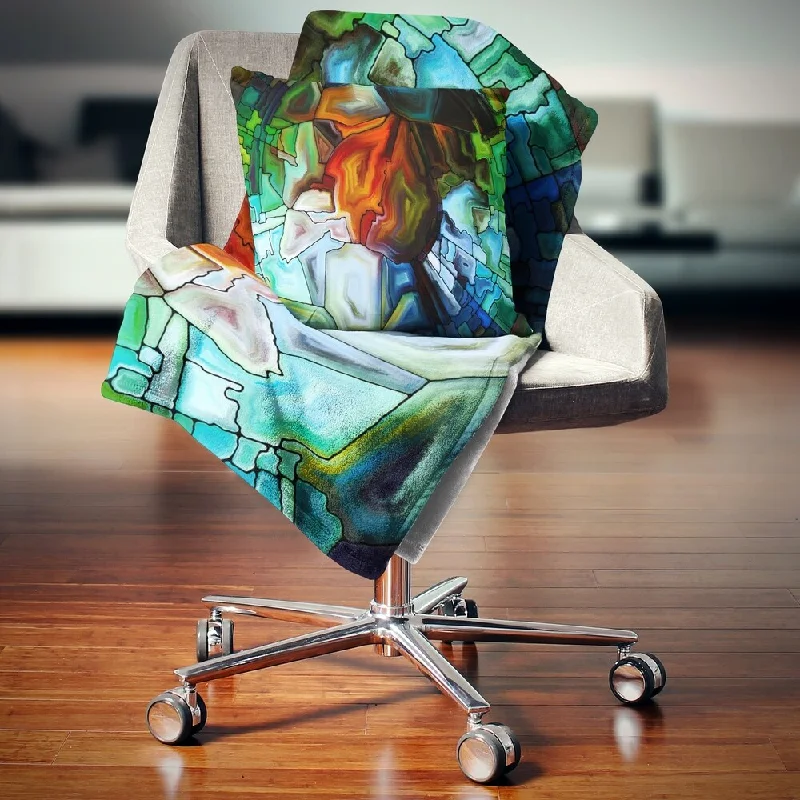 Multi-purpose throw blanket -Designart 'Abstract Stained Glass Design' Abstract Throw Blanket