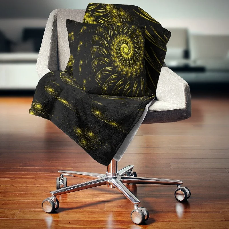 Extra-large premium fleece throw blanket -Designart 'Endless Spiral Snail Yellow' Abstract Throw Blanket