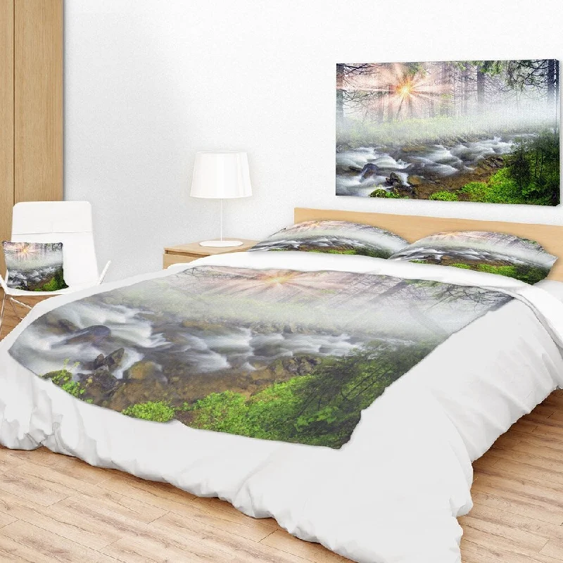 Oversized throw blanket -Designart 'Foggy Carpathian with Sunlight' Landscape Photography Throw Blanket