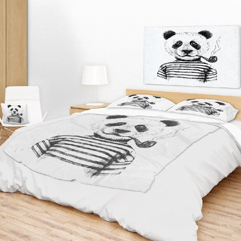 Scandi-chic throw blanket -Designart 'Hipster Pandas Black and White' Animal Throw Blanket