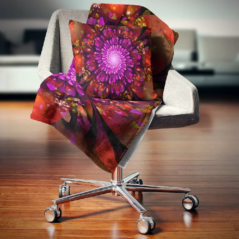 Ultra-light plush throw blanket -Designart 'Purple Glowing Crystals In Space' Floral Throw Blanket