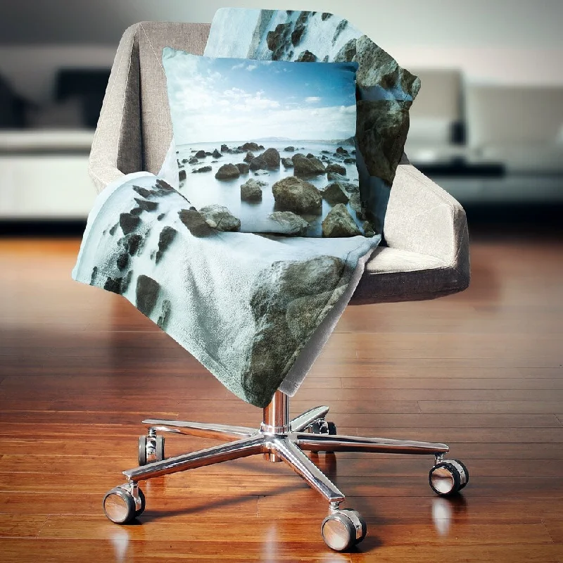 Airy muslin throw blanket -Designart 'Sleeping Sea Under Blue Sky' Landscape Photo Throw Blanket