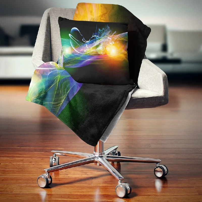 Snuggly microplush throw blanket -Designart 'Waves of Music Fractal Design' Abstract Throw Blanket