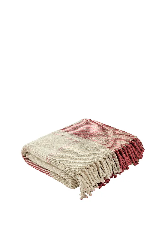 Microplush throw blanket -Laura Ashley Dylan Cotton Throw, Cranberry