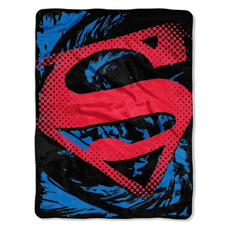 Modern classic wool blend throw blanket -ENT 059 Superman Super Rip Shield Blanket