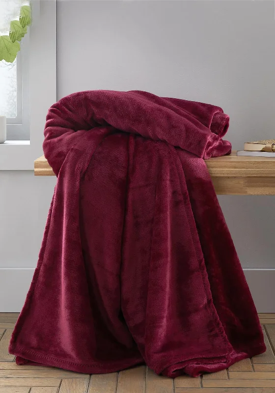 Snuggly soft throw blanket -Catherine Lansfield Raschel Extra Large Velvet Throw, Red