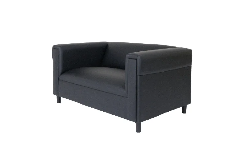 Sofa with polyester fill-Faux Leather Loveseat - Black