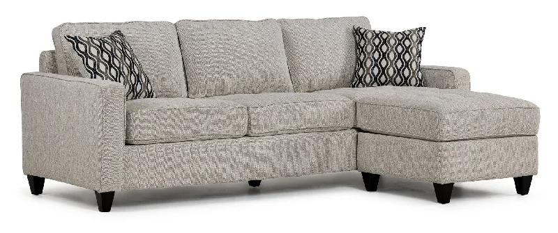 Sofa with down pillows-Flipp-it Sofa with Reversible Chaise/Ottoman - Platinum