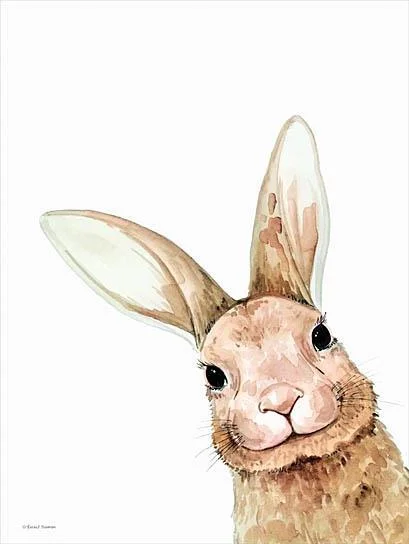 Wall Decor for chic rooms-Fluffy Peekaboo Bunny By Rachel Nieman (Small) - Light Brown