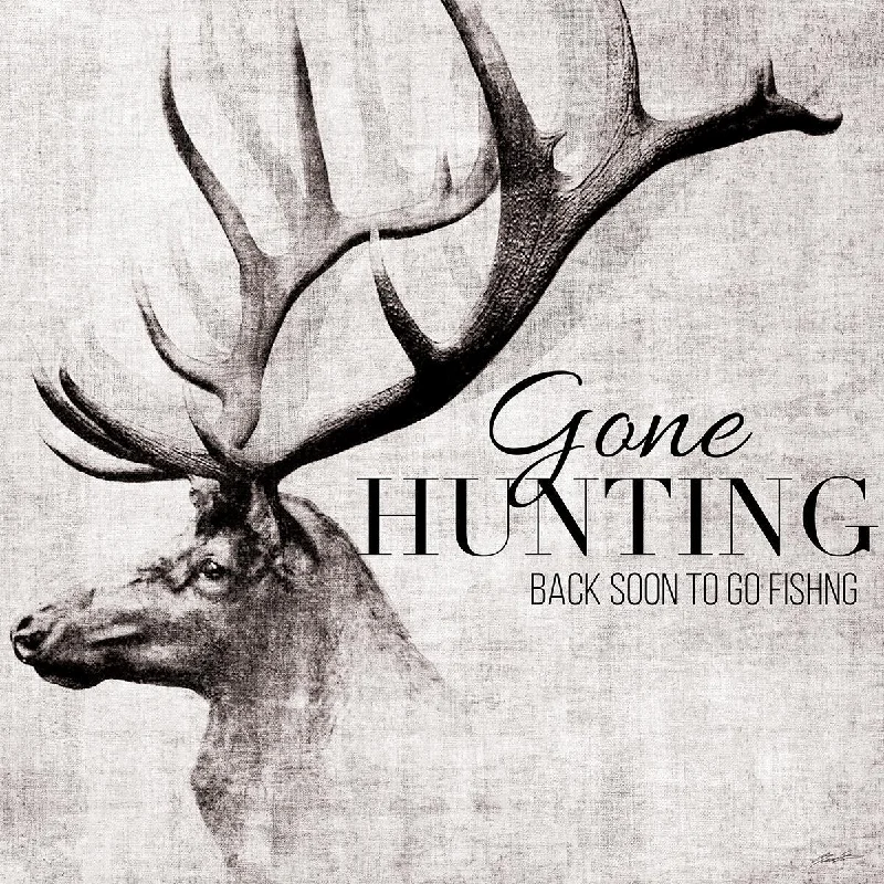 Wall Decor for minimalist rooms-Gone Hunting And Fishing By John Butler (Framed) (Small) - Pearl Silver