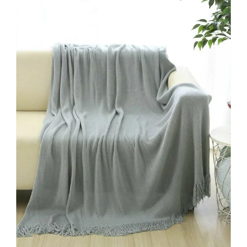 Soft hand-dyed throw blanket -Grey Throw Blanket 51" x 63" (Grey #1)