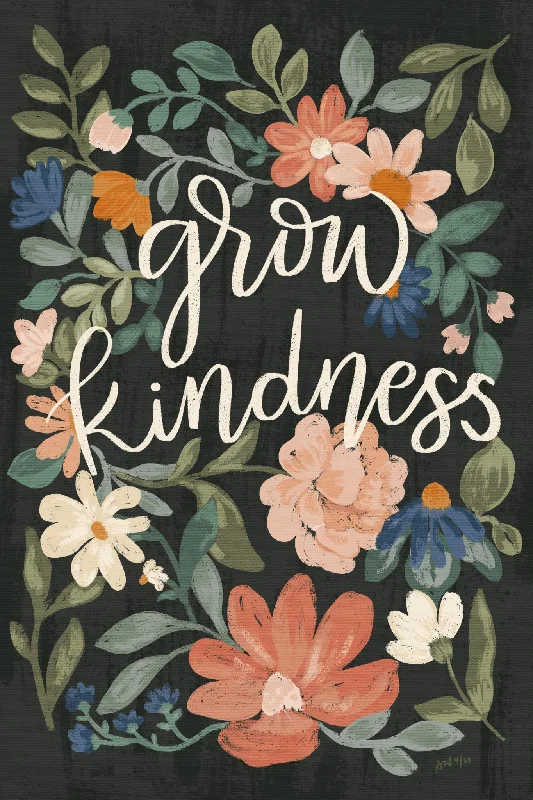 Wall Decor for clutter-free areas-Grow Kindness By Angel Nicole - Dark Green