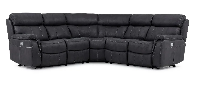 Sofa with garden lounge-Haven 5-Piece Dual Power Reclining Sectional - Grey