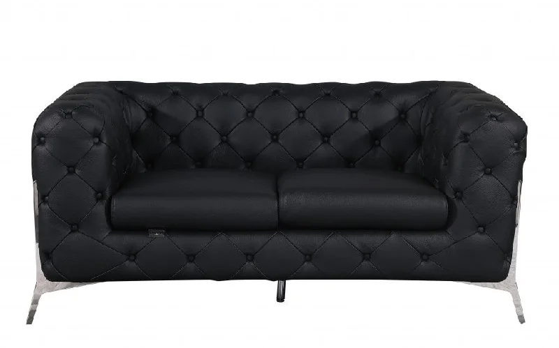 Sofa with buying tips-Italian Leather Loveseat - Black