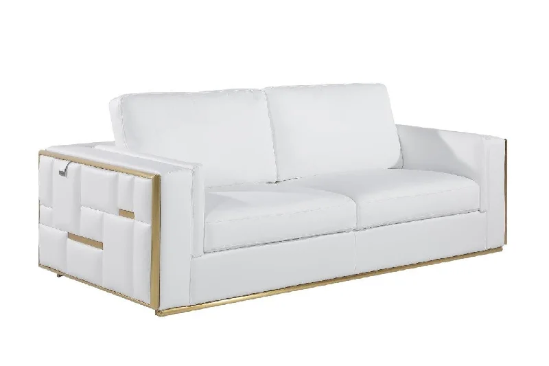 Sofa for teens room-Italian Leather Sofa - White