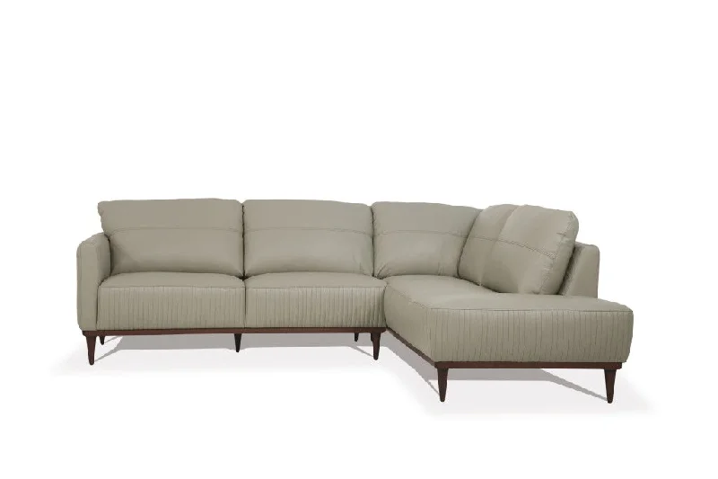 Sofa with quiet seating-Leather L Shaped Two Piece Sofa And Chaise Sectional - Light Green