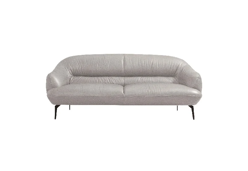 Sofa with rustic vibe-Leather Loveseat - Gray / Black