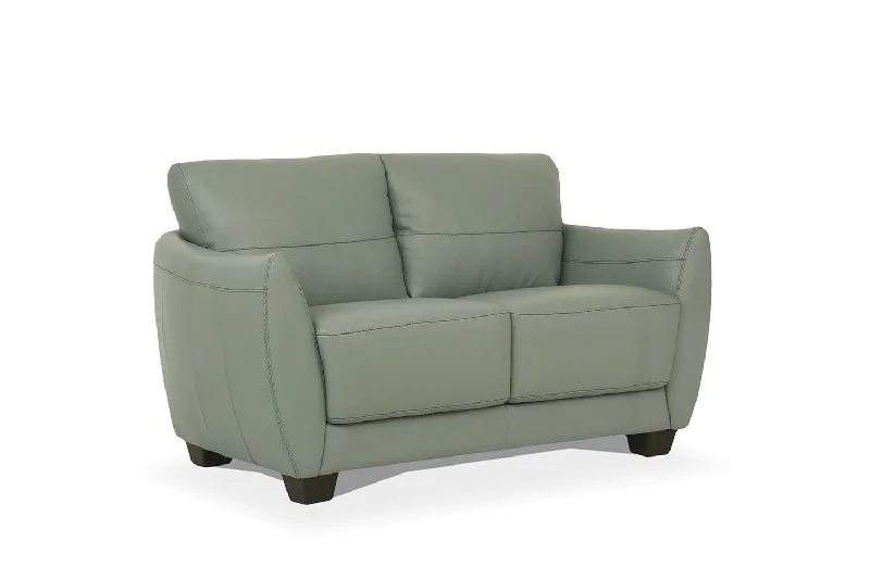 Sofa with bold design-Leather Loveseat - Green Blue / Espresso