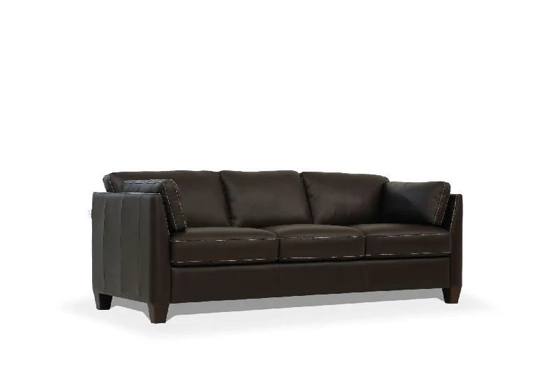 Sofa with global design-Leather Sofa With Black Legs - Chocolate