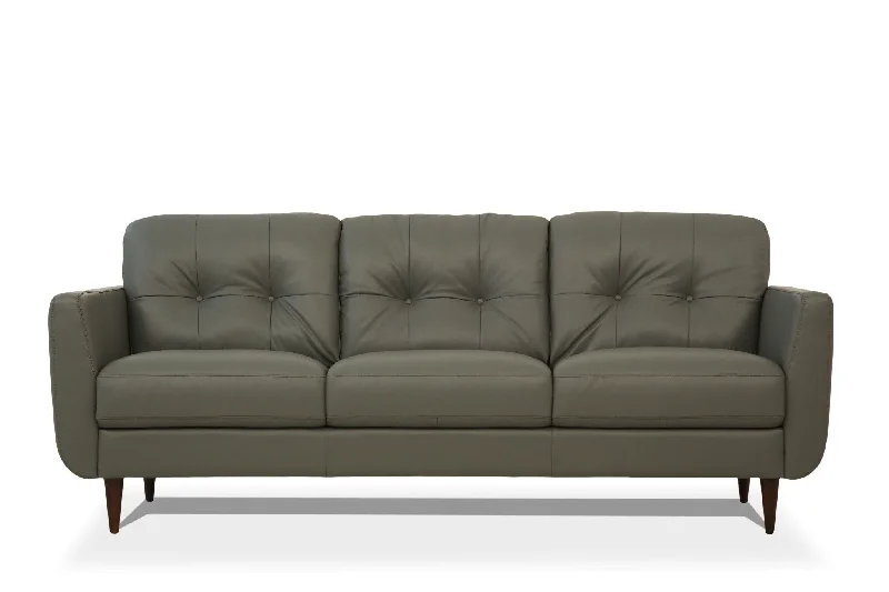 Sofa with urban edge-Leather Sofa With Black Legs - Green