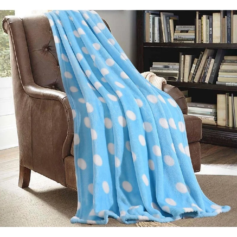 Soft ombre throw blanket -Light Blue White Dot Throw Blanket 50" x 60"