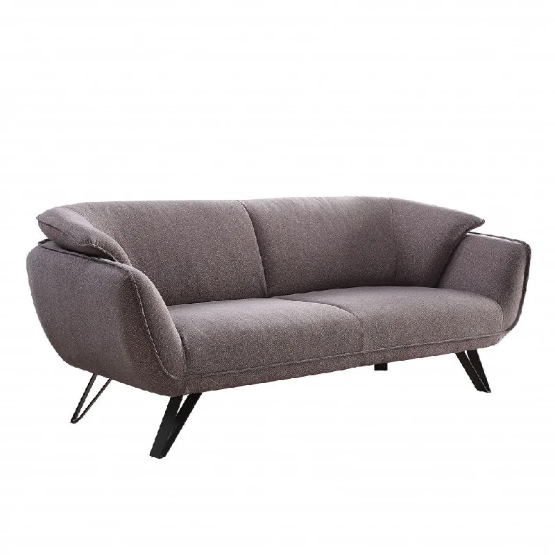 Sofa with custom order-Linen Sofa With Black Legs - Gray