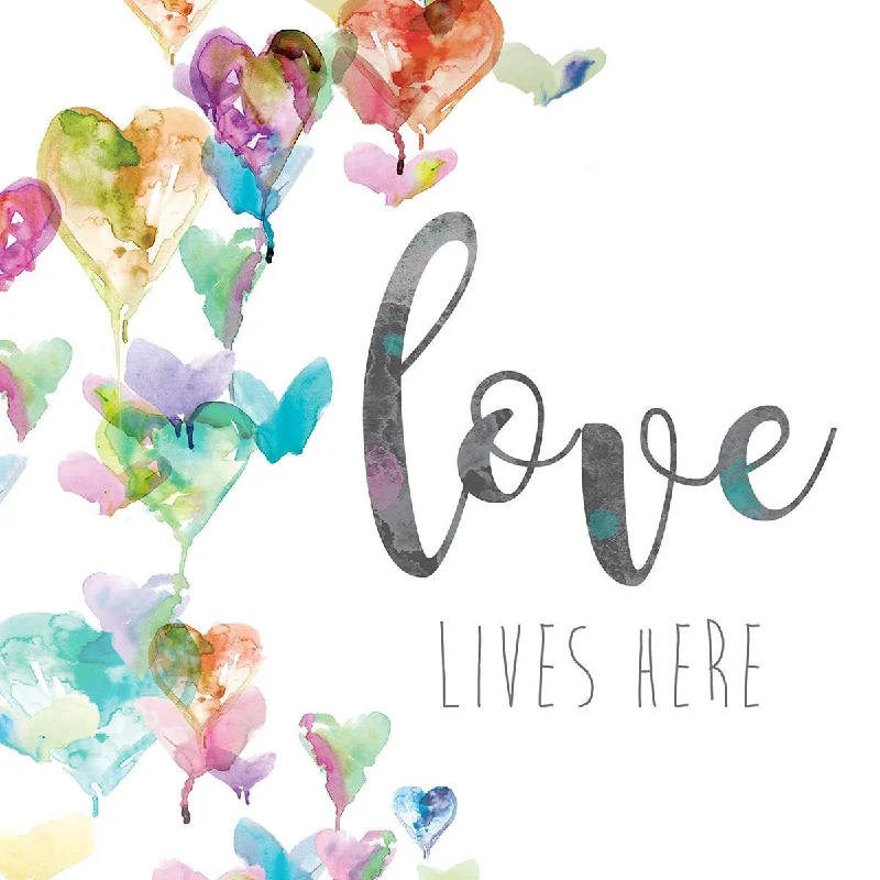 Wall Decor with stylish tones-Love Lives Here Hearts By Carol Robinson (Framed) - Pink