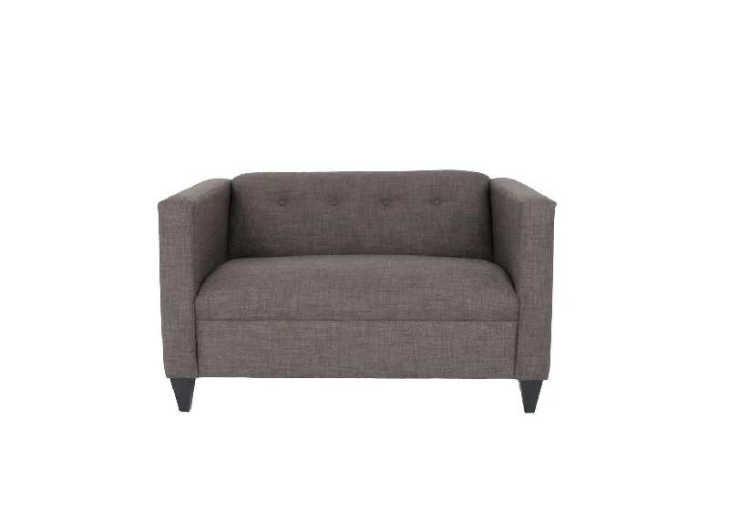 Sofa with single seat-Loveseat - Charcoal / Dark Brown