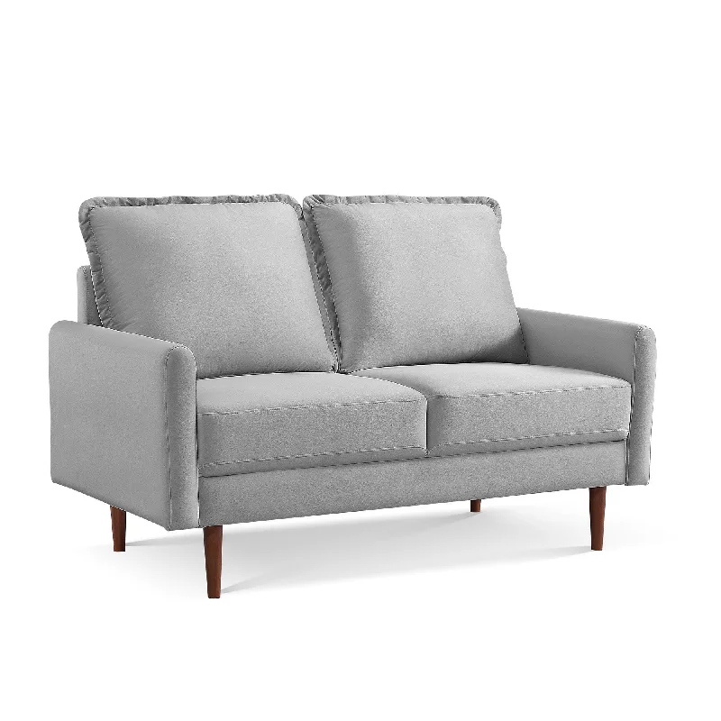 Sofa with walnut tone-Loveseat Velvet - Gray / Dark Brown