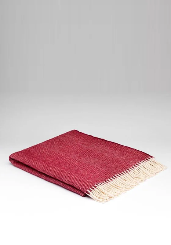 Contemporary patterned throw blanket -McNutt of Donegal Spotted Cranberry Throw, Red