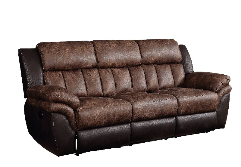 Sofa with boho flair-Microfiber Reclining Sofa With Black Legs - Espresso