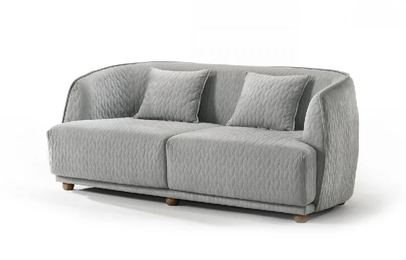 Sofa with room divider-Modern Curved Back Quilted Loveseat - Light Gray