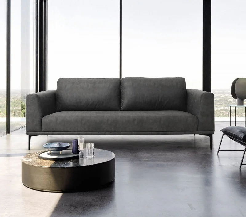 Sofa with solid pillows-Modern Loveseat With Removable Cushions - Dark Gray