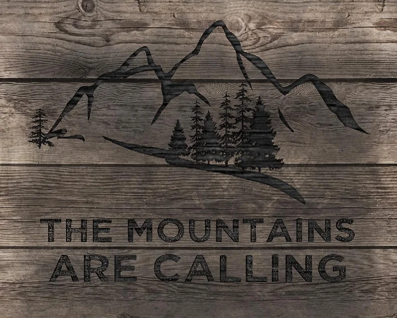 Wall Decor with bright charm-Mountains Are Calling By Cad Designs - Dark Brown