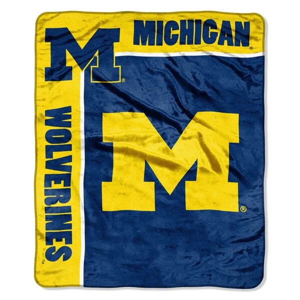 Stylish fleece throw blanket -NCAA Raschel University of Michigan Wolverines School Spirit Throw