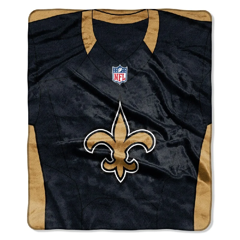 Elegant designer sherpa throw blanket -NFL 07080 Saints Jersey Raschel Throw