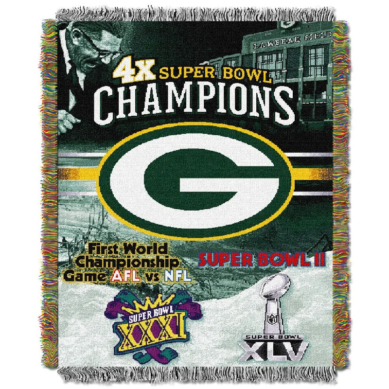 Cozy fleece throw blanket with sherpa -NFL Green Bay Packers Woven Tapestry Throw