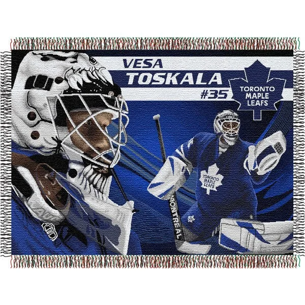 Classic farmhouse throw blanket -NHL Toronto Maple Leafs Vesa Toskala Woven Tapestry Throw