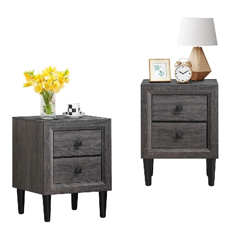 Sofa with clearance deals-Nightstand w/2 Storage Drawers, Set of 2 Wooden End Table for Small Space, Sofa Side Table for Living Room,