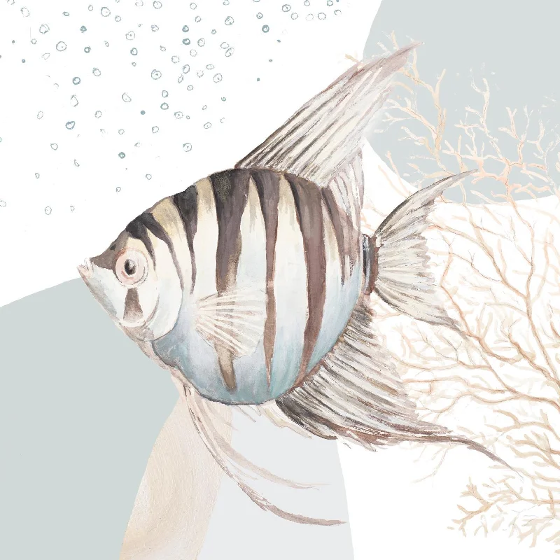 Wall Decor for pergolas-Ocean Oasis Bubbles Striped Fish By Patricia Pinto - White