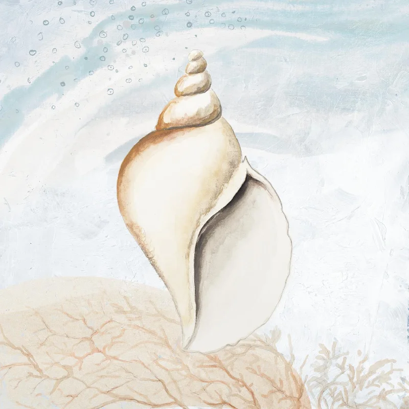 Wall Decor for playrooms-Ocean Oasis Tropical Seashell I By Patricia Pinto (Small) - Light Blue