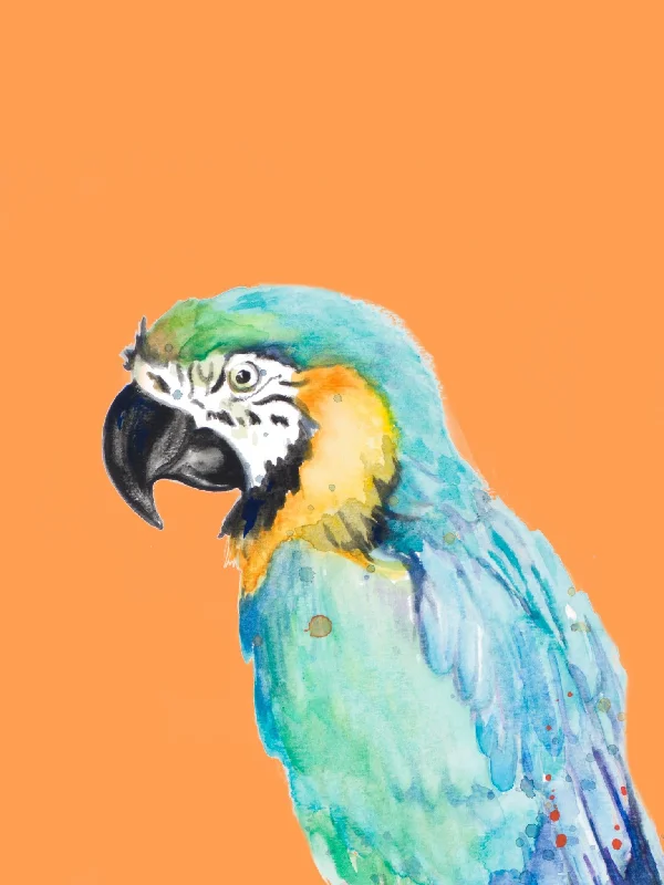 Wall Decor for hallways-Parrot Portrait By Patricia Pinto (Small) - Light Blue