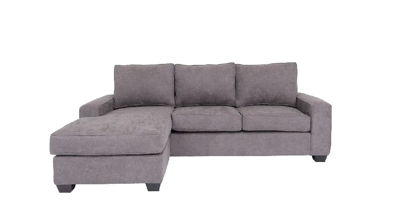 Sofa with three seats-Polyester Blend L Shaped Stationary Two Piece Corner Sectional - Gray