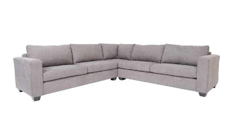 Sofa with neck support-Polyester Blend L Shaped Three Piece Corner Sectional - Gray