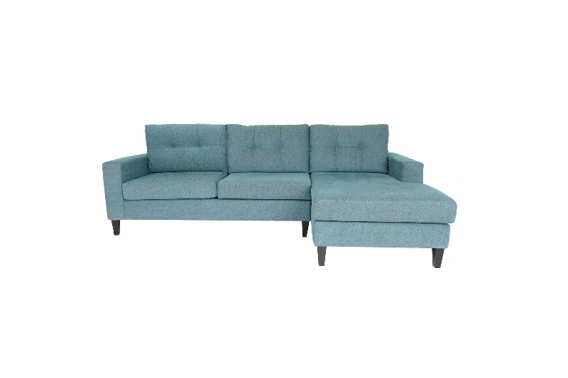 Sofa with five seats-Polyester Blend L Shaped Two Piece Sofa And Chaise Sectional - Blue