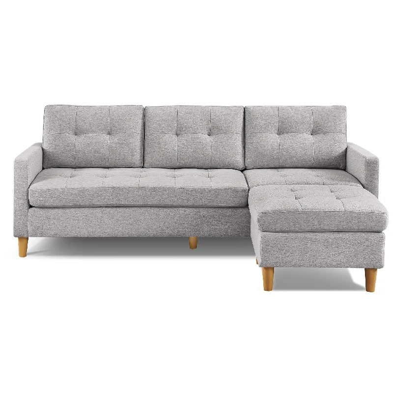 Sofa with New Year discount-Polyester Blend Sofa With Ottoman With Natural Legs - Light Gray