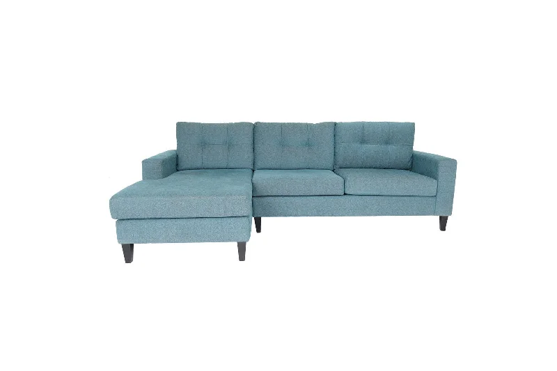 Sofa with headrest-Polyester Blend Stationary L Shaped Two Piece Corner Sectional - Blue